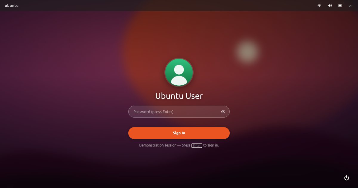 Screenshot of the Ubuntu demo